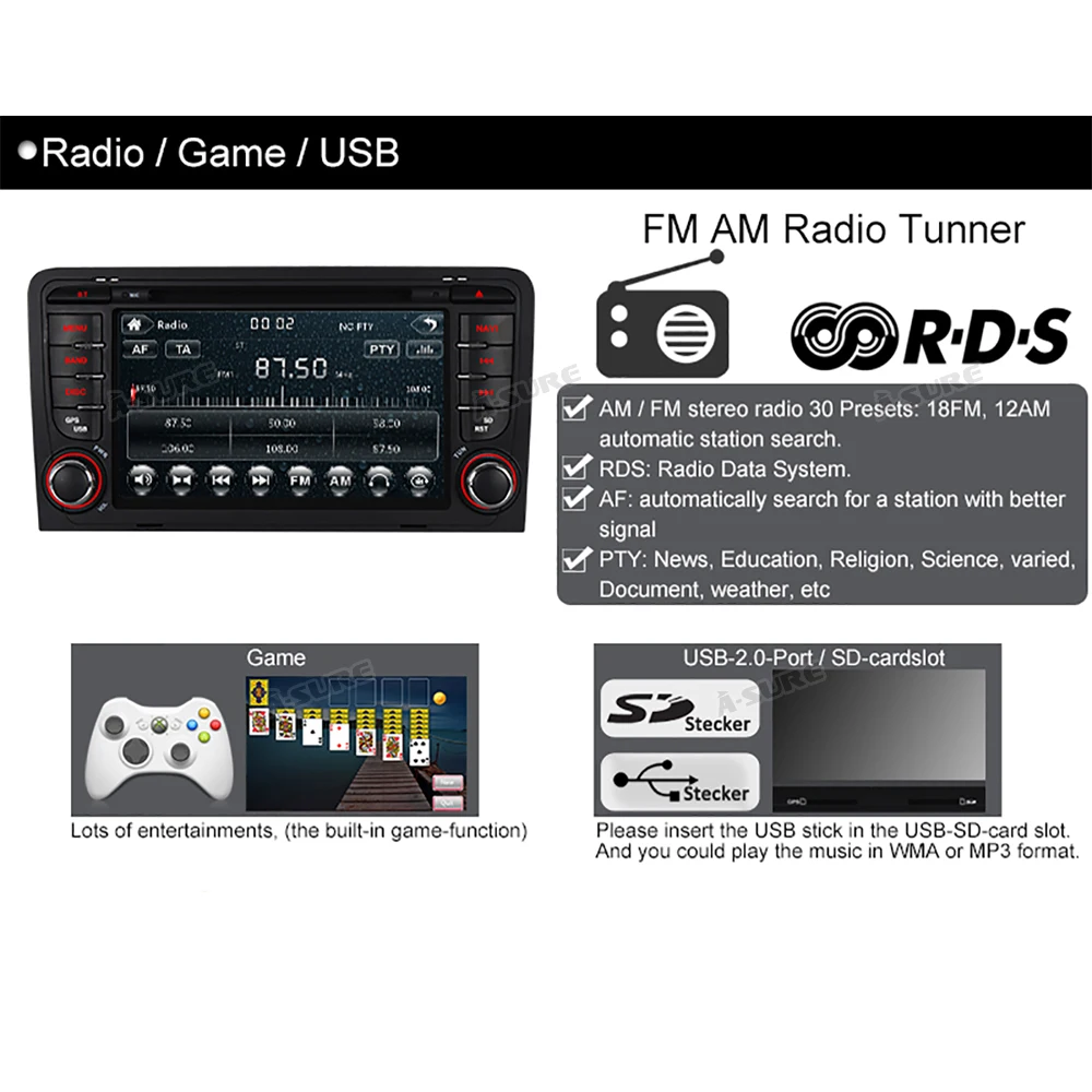 Автомобильный радиоприемник A Sure 2 Din Cortex A9 DVD GPS спутниковый навигатор в