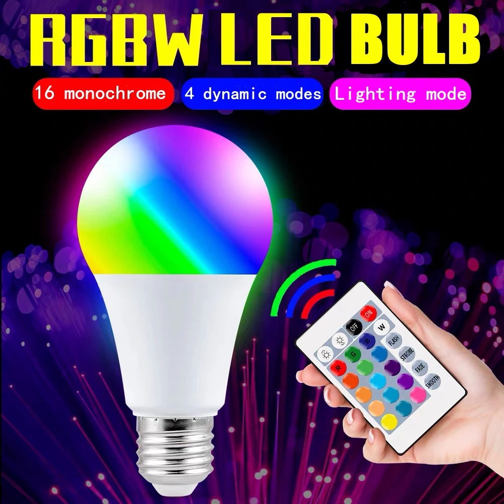 E27 Смарт Управление лампа Led RGB светильник 5W 10W 15W Светодиодная RGBW Красочные