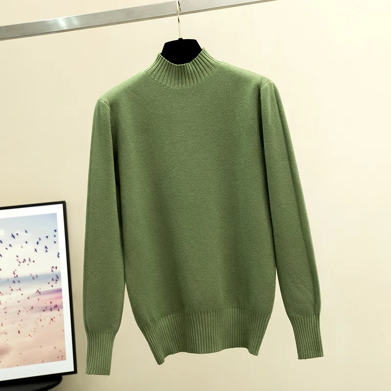 

Толстый осенне-зимний теплый женский пуловер HLBCBG, свитер, базовый Повседневный свитер с высоким воротником, топ, мягкий теплый женский джем...