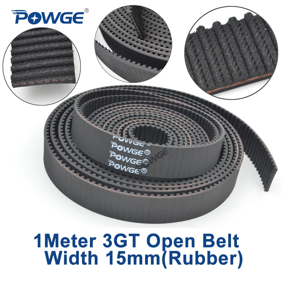 POWGE 1 метр GT 3MGT 3GT открытый синхронный ремень ГРМ 3GT 15 Ширина 15 мм 3GT-15 Резина 3KC GT3 шкив небольшой люфт 3D принтер