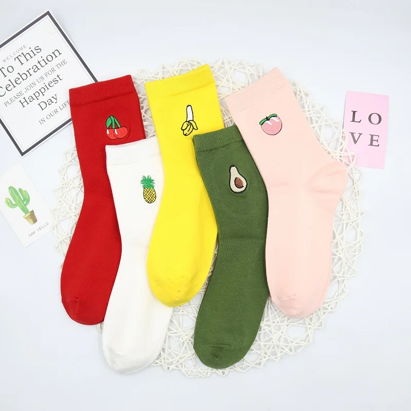 Женские носки Забавные милые хлопковые с фруктами и авокадо повседневные