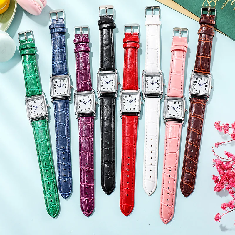 

2021 New Watch Women Fashion Casual Leather Belt Watches Ladies Square Digital Dial Quartz Clock Dress Wristwatches Reloj mujer