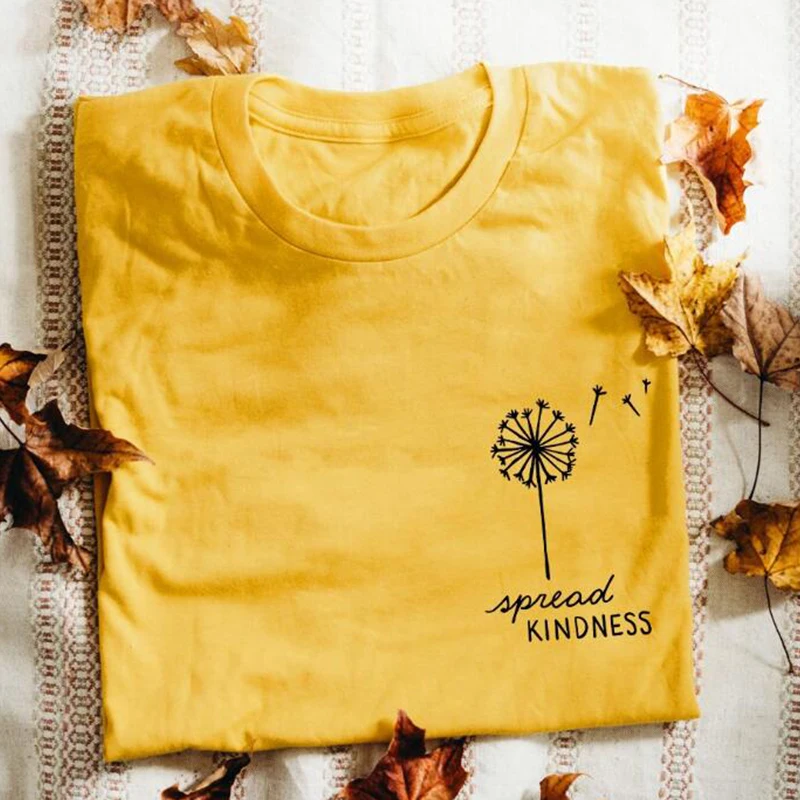 Женская футболка с принтом Одуванчик Повседневная хлопковая Футболка карманов |