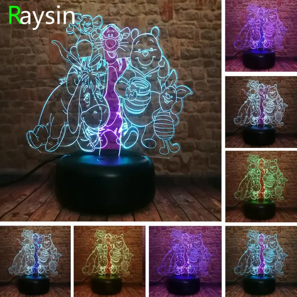 Двойной 7 цветов Мультфильм Большой семья милый плюшевый мишка Eeyore Tigger Piglet Roo Rabbit