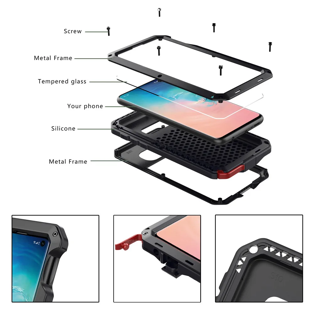 full heavy duty protection armor metal phone case for samsung galaxy s10 s9 s8 plus s4 s5 s6 s7 edge note 9 8 5 shockproof cover free global shipping