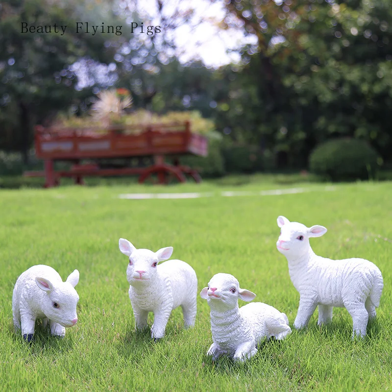 

Cute Lamb Modeling Resin Ornaments Outdoor Garden Decorations Christmas Decoration Birthday Present Household Balcony Crafts