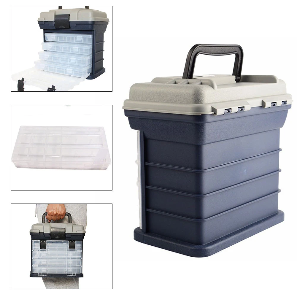 

27*17*26cm 5 Layer PP+ABS Big Fishing Tackle Box High Quality Plastic Handle Fishing Box Carp Fishing Tools Fishing Accessories