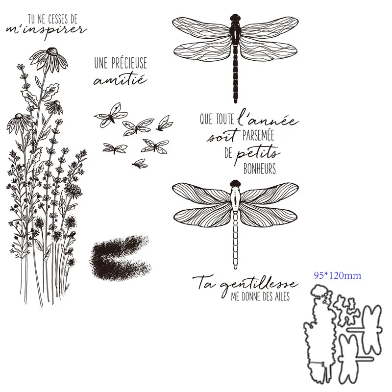 Новинка 2021 3D весенние металлические штампы и скрапбукинг французского слова для