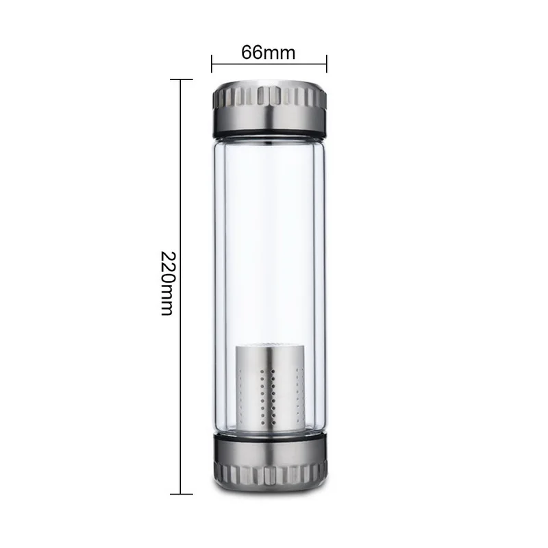 400ml 300/400 мл деловая стеклянная бутылка для воды бутылка с двойными стенками стеклянный спортивный стакан для воды из нержавеющей стали фильтр для заварки чая - Цвет: 400ml