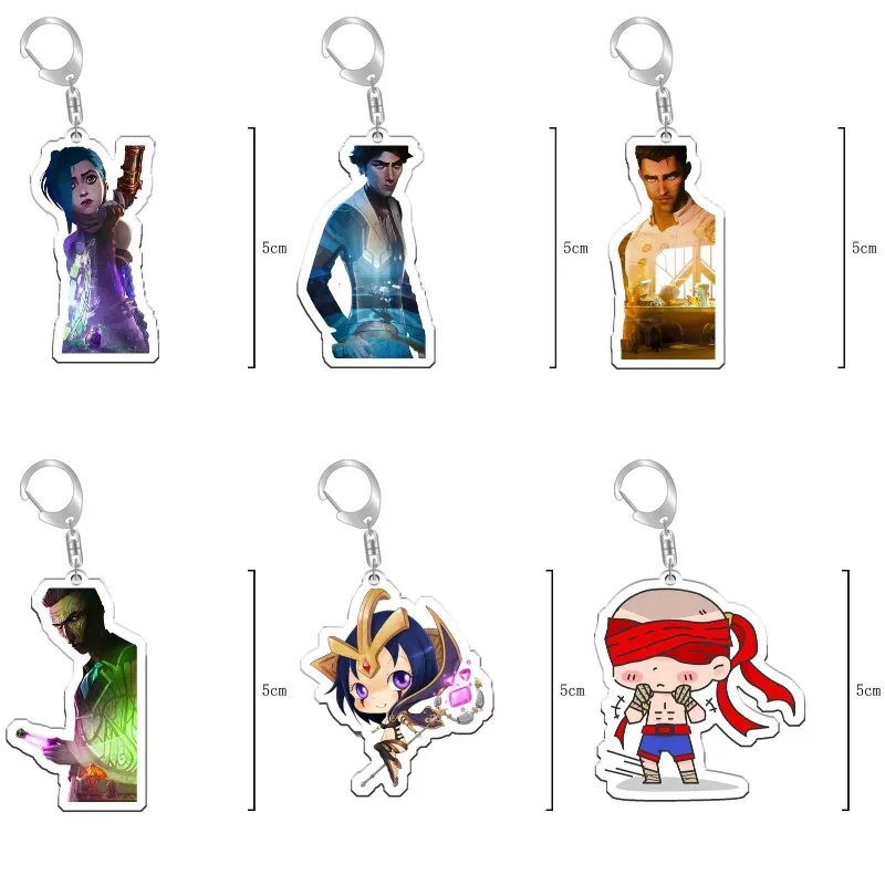 

Anime Game League Of Legends Keychains Acrylic Figure Jinx Yasuo Lee Sin Key Chain Kawaii Bag Keyrings Fans Collection Prop Gift