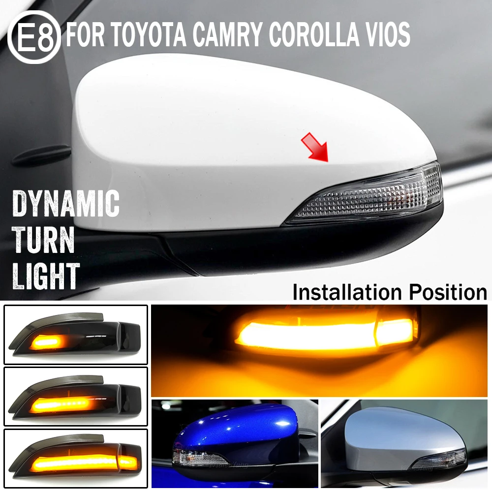 

2pcs For Toyota Camry Corolla Prius C Venza Avalon Vios Yaris Scion iM Flowing led Dynamic Turn Signal Light Repeater Light