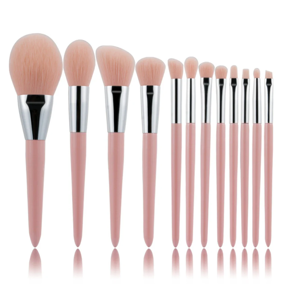

12pcs Soft Natural Hair Pink Makeup Brushes Professional Foundation Powder Eyeshadow Make Up Brush Set Brochas De Maquillaje