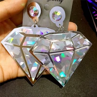new punk acrylic colorful glitter big drop earrings for women geometric long dangle earrings night club party fashion jewelry