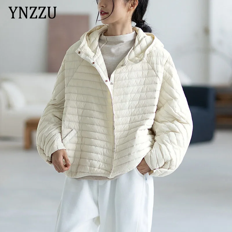 Vintage Women Oversized Down jacket Fall Winter Casual 2022 New Ultra Light Lantern sleeve Down coat Short Elegant YNZZU 1O306
