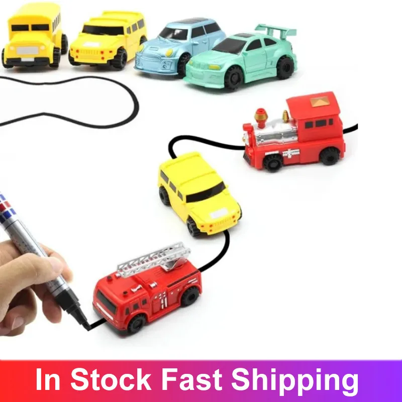 

Pen Inductive Car Truck Follow All Black Line Track Mini Vehicle Engineering Toy Educational Toys For Boys Baby Boy Gift Car Toy