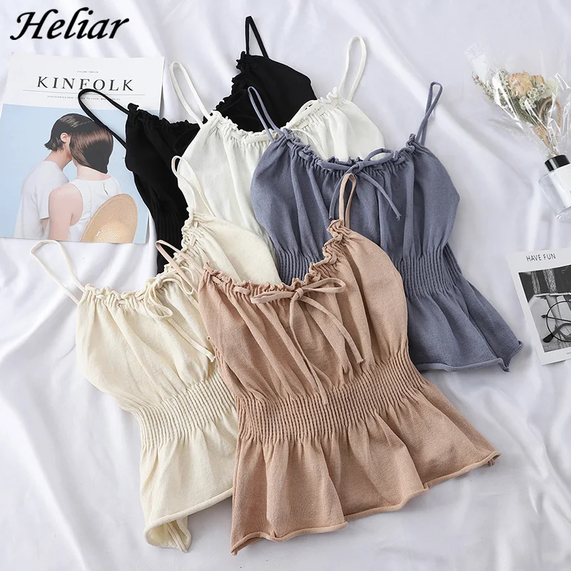 HELIAR 2019 женский короткий топ Женский однотонный трикотажный топик Одноцветный на