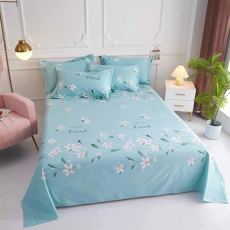 

100% Cotton Soft Bed Sheet 1 Piece Set Bed Sheet With Pillowcase Multi-size Children's Single Bed Single Adult Double Bed Single