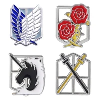 attack on titan pins brooch wings of freedom eren scout legion stationary guard military police trainee squad badge jewelry gift