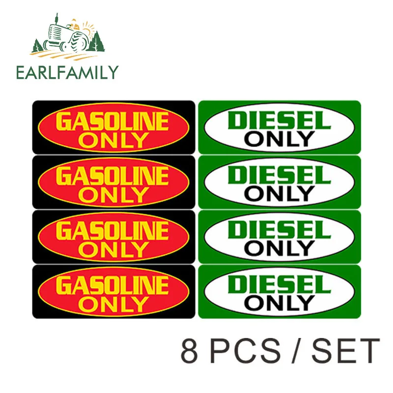 EARLFAMILY, 10 см x 3,3 см, 8X, только для дизельного топлива, только для газового топлива, наклейка, набор, для бензина, дизельного топлива, этикетка для грузовика, автомобиля, наклейка s