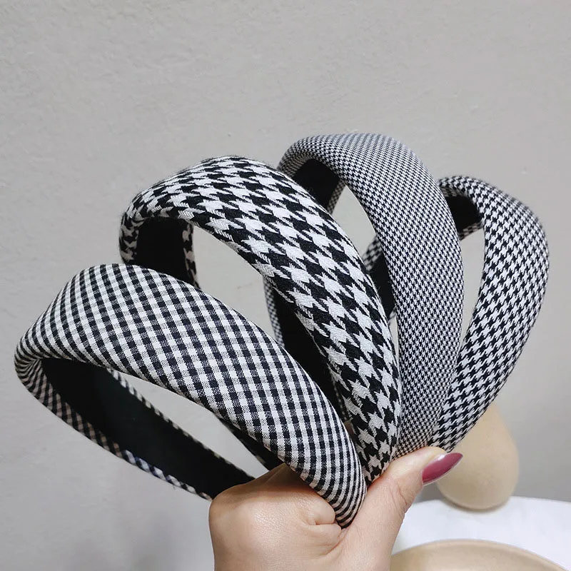 

1Pcs Lady Hairband Hair Hoop Hairbands Houndstooth Pattern Wide-brimmed For Women Cloth Fashion Ornaments Headdress