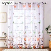 topfinel butterfly sheer curtains for living room bedroom colorful voile tulles blinds kitchen window treatments panel drapes