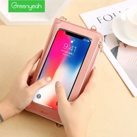 phone bag female simple touch screen for iphone 11 pu leather wallet phone case for huawei samsung xiaomi redmi