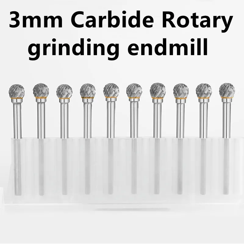 

3mm Alloy Rotary File ball Tungsten Carbide Steel end milling Cutter wood Metal Grinding Head Carving Router burr drill Bit 1pc