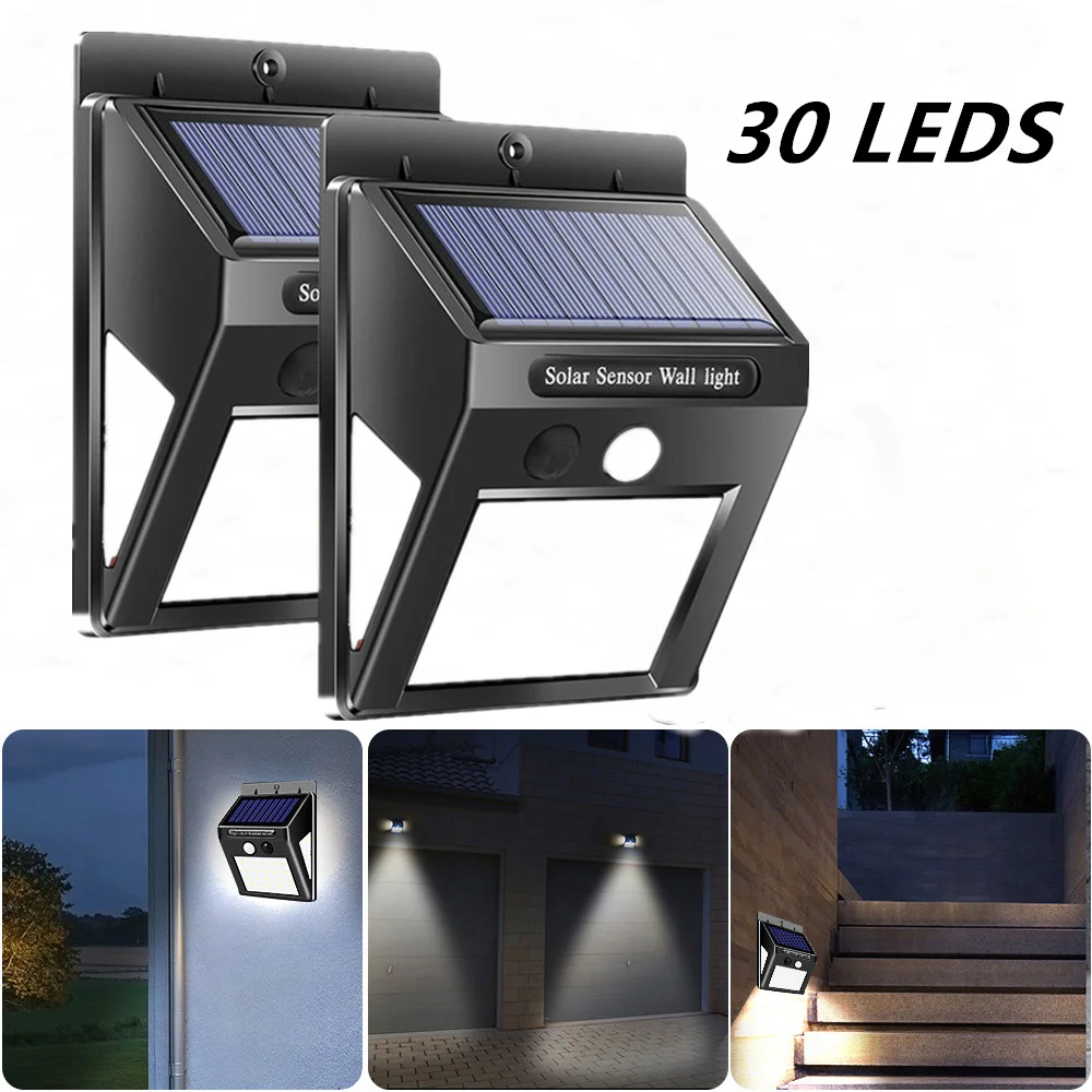 

2 Sets 30 LEDs Solar Light PIR Motion Sensor Wall Light Outdoor Energy Saving Street Garden Yard Security Waterproof Solar Lamps
