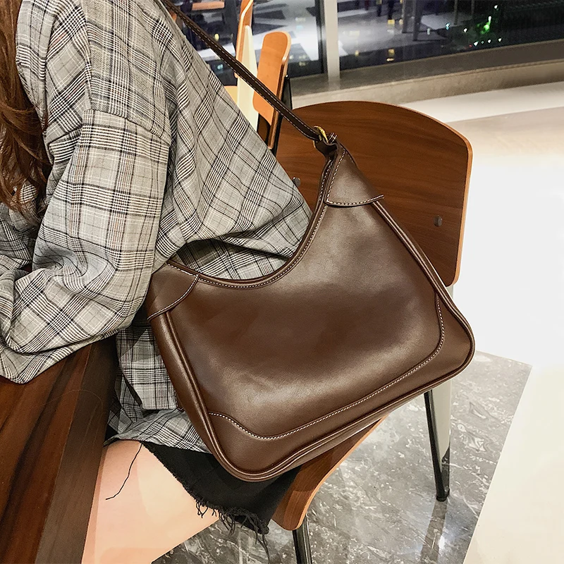 

Сумка-мессенджер женская из экокожи, винтажный саквояж на плечо, Элегантная модная дизайнерская вместительная сумочка для подмышек