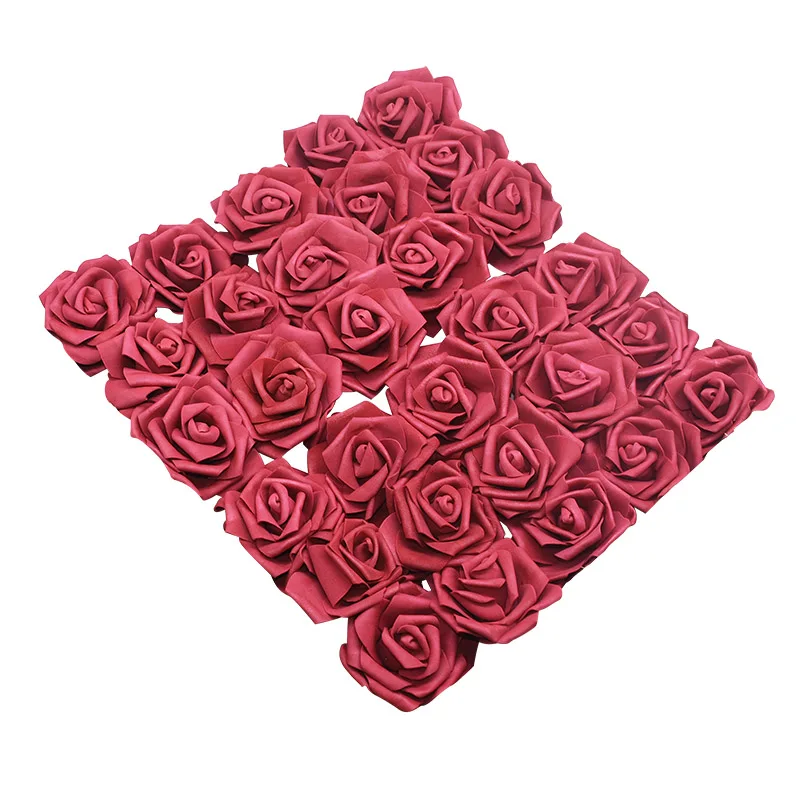 F08 Burgundy 20 шт./лот 8 см искусственные цветы ПЭ пена Роза поддельные бутоны для дома Свадебные цветы невесты украшение букетов - Цвет: F08 Burgundy