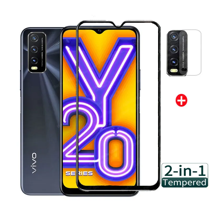 Закаленное стекло 2 в 1 для Vivo Y20 Y20i полноэкранная Защитная пленка объектива