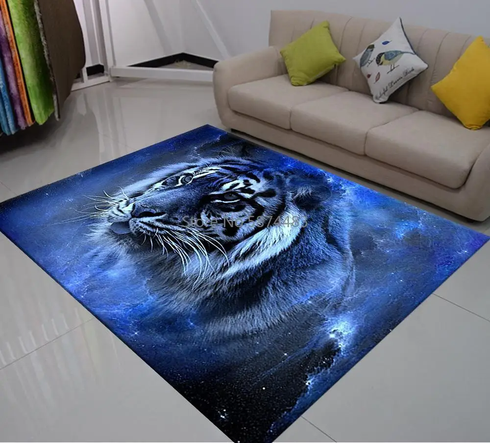 Большие ковровые покрытия с 3D принтом зернистость льва тигра мягкие полиэфирные
