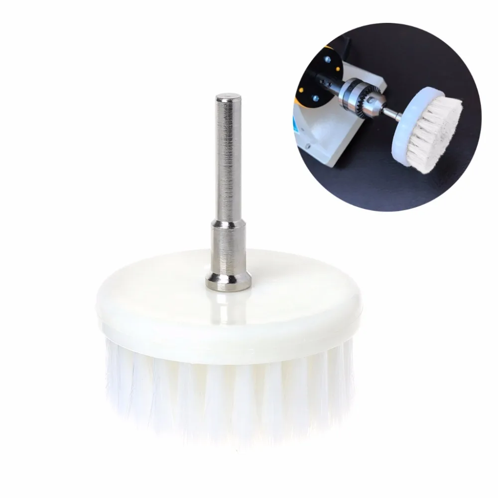 

60mm White Nanowire + Plastic Soft Drill Powered Brush Head For Cleaning Car Carpet Bath Fabric New