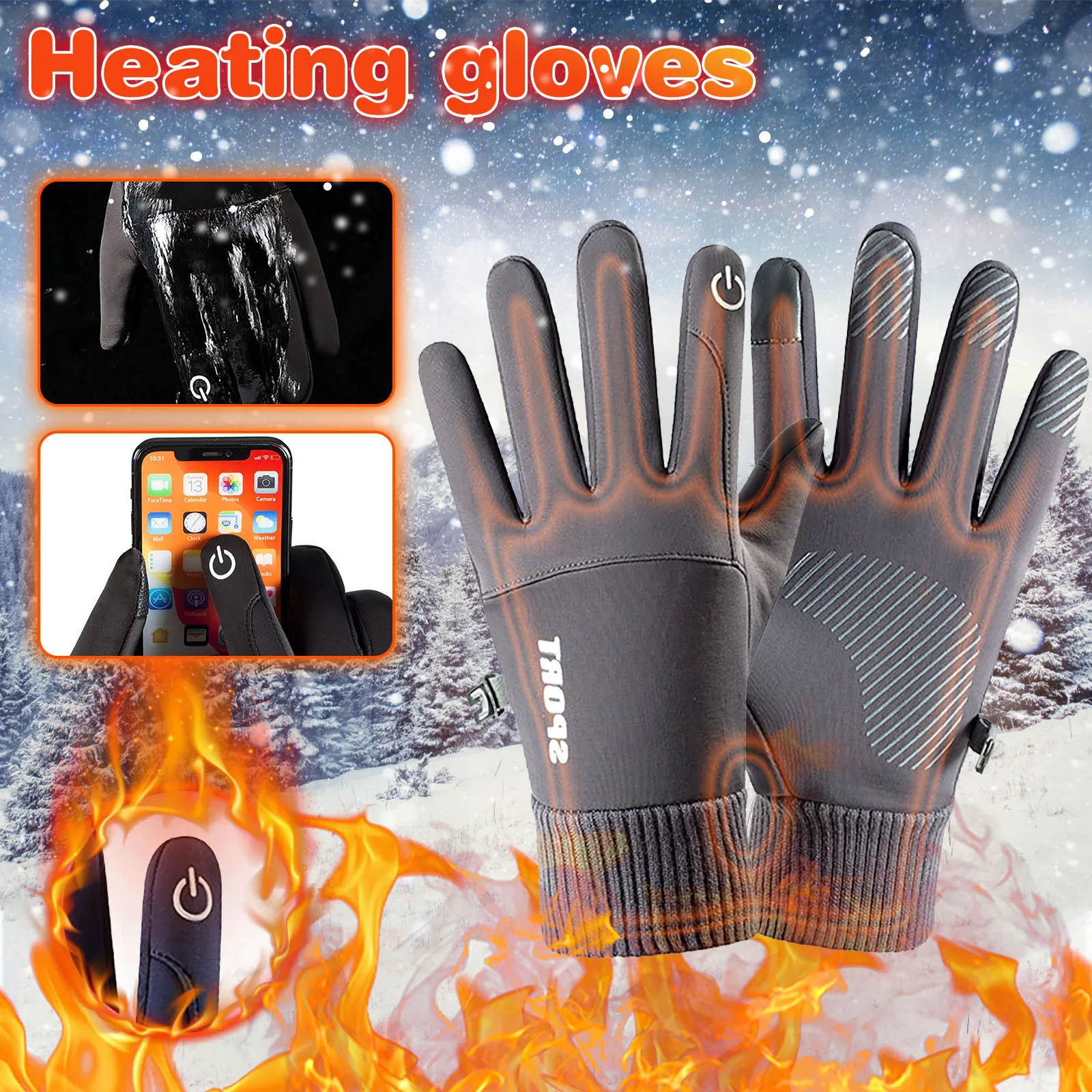 

Winter Heated Gloves Men Women Touch Screen Waterproof Ski Cycling Cold-proof Climbing Warm Glove Windproof Anti Slip 2020