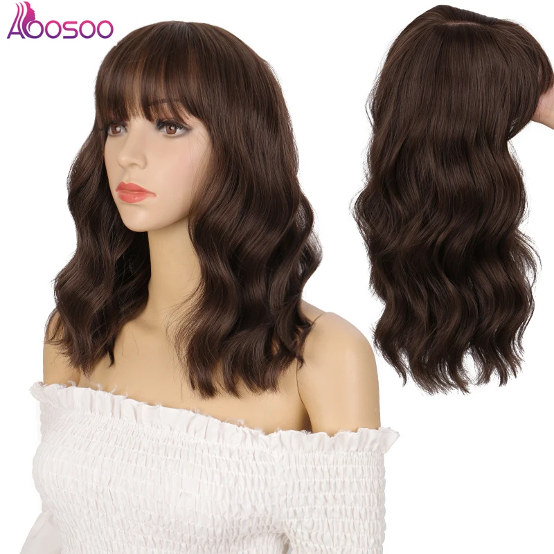 AOOSOO синтетические Короткие парики для женщин волнистые холодные коричневые