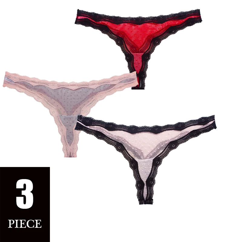 3 шт. сексуальное женское нижнее белье прозрачные сетчатые кружевные стринги