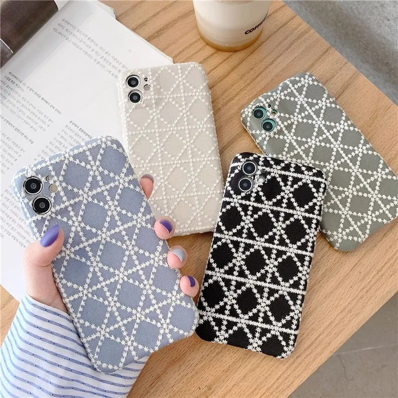 

Retro diamond lattice Cloth pattern soft Case For iPhone 11 12 Pro Max mini 7 8 Plus XR X XS MAX SE 2 luxury phone cover fundas