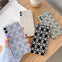 retro diamond lattice cloth pattern soft case for iphone 11 12 pro max mini 7 8 plus xr x xs max se 2 luxury phone cover fundas