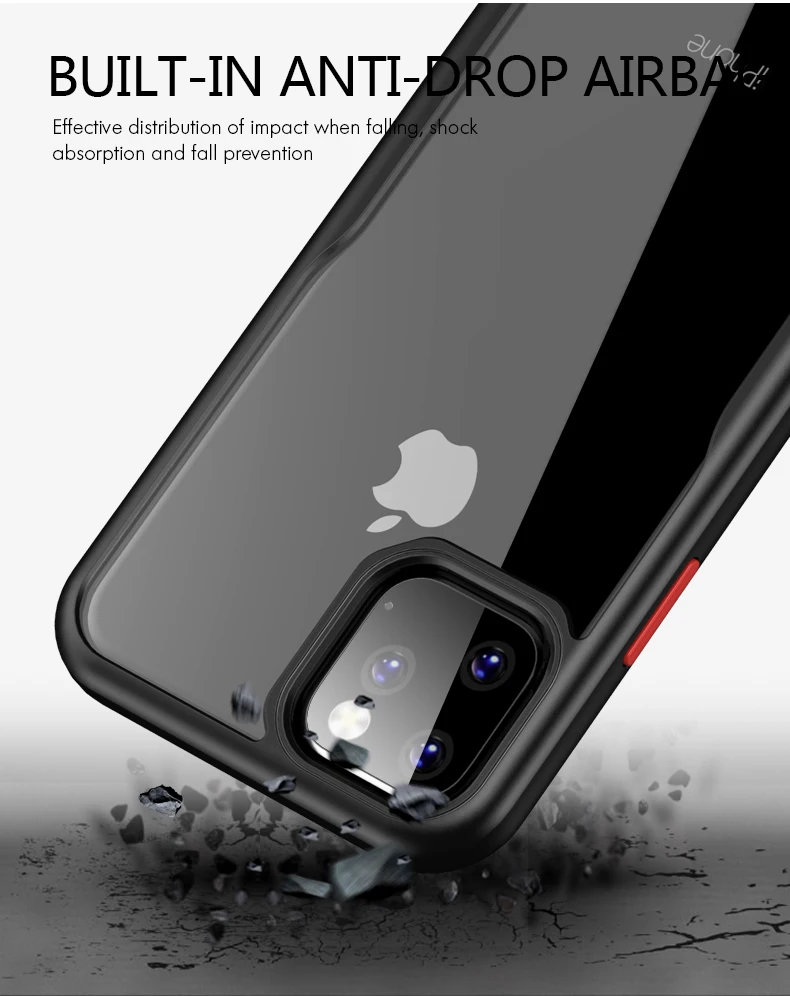 Противоударный чехол для iPhone 11 Pro, [военный класс, протестированный при падении] [2-го поколения] Полупрозрачный матовый чехол с мягкими краями
