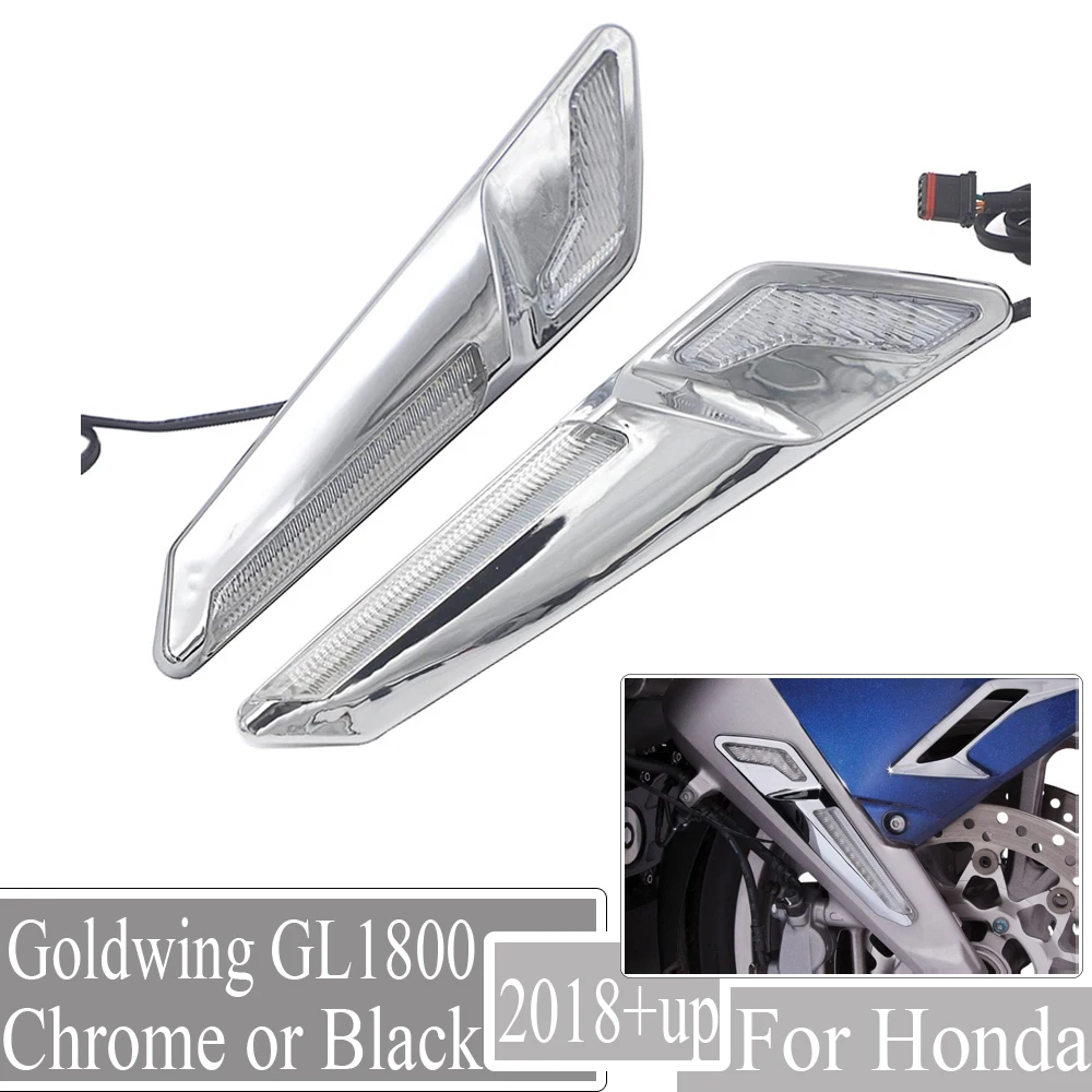 

Motorcycle Front Brake Fork Mounted NAV LED Lights in Chrome or Black For Honda Goldwing GL1800 F6B 2018-UP 2019 2020 2021