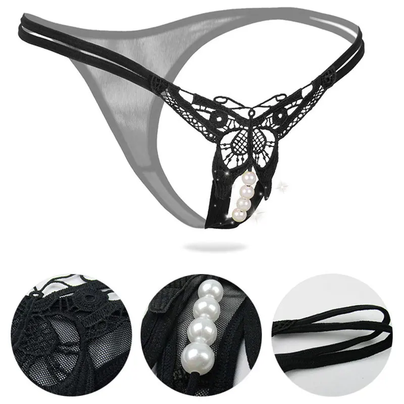 Женские штаны с открытым разрезом сексуальные жемчужные трусики-соблазн Бабочка эротическое белье G-стринг без ластовиц для секса.