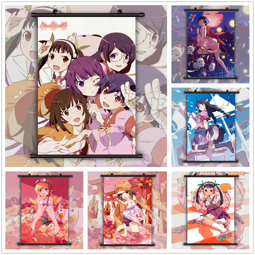 Bakemonogatari Sengoku Nadeko Karen Tsukihi senjougaхара Hitagi Hachikuji Mayoi Hanekawa Tsubasa Аниме Манга настенный
