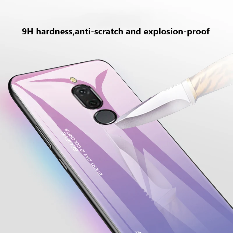 Чехол из закаленного стекла для Xiaomi Redmi 8 чехол с градиентом жесткая задняя крышка