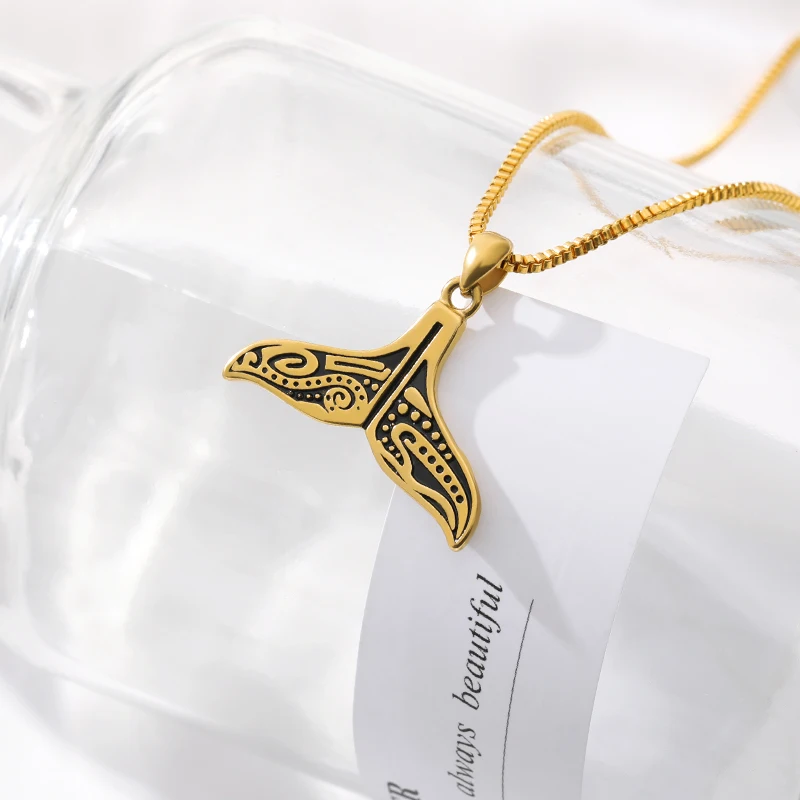 Ретро КИТ хвост рыбы очарование женщин ожерелье русалки золотое Любовь Ожерелья