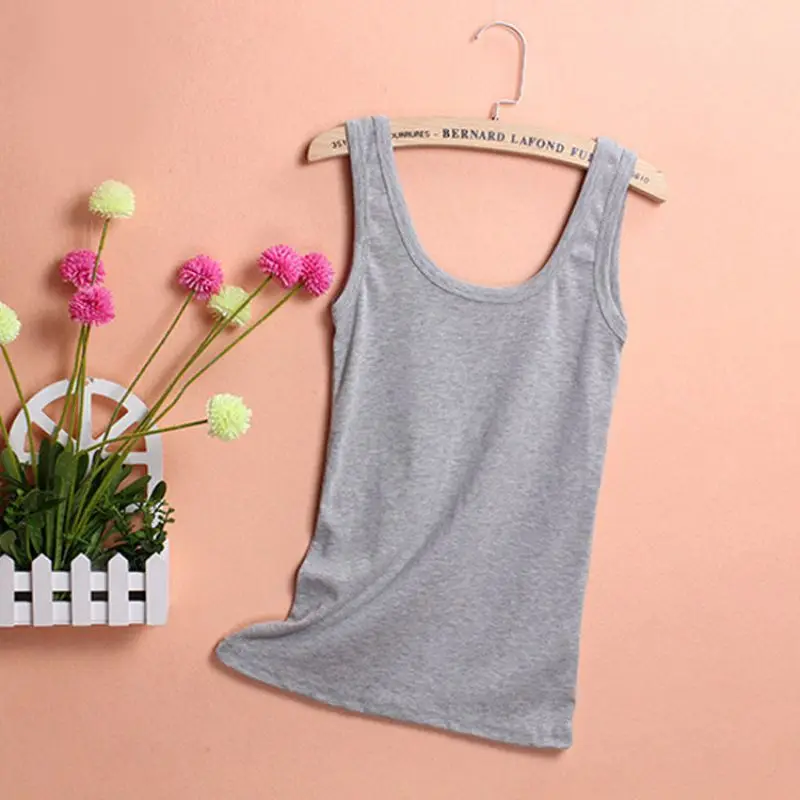 

Summer Cotton U neck Women Tank Sleeveless Vest Tops & Camis