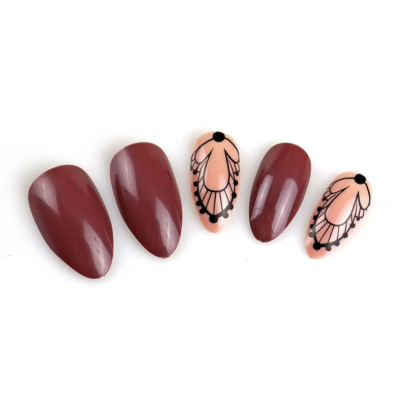 12Pcs Long Stiletto False Nail Tips With Glue Colorful Full Cover Fake Nails Tips Manicure Press On Nails Charms