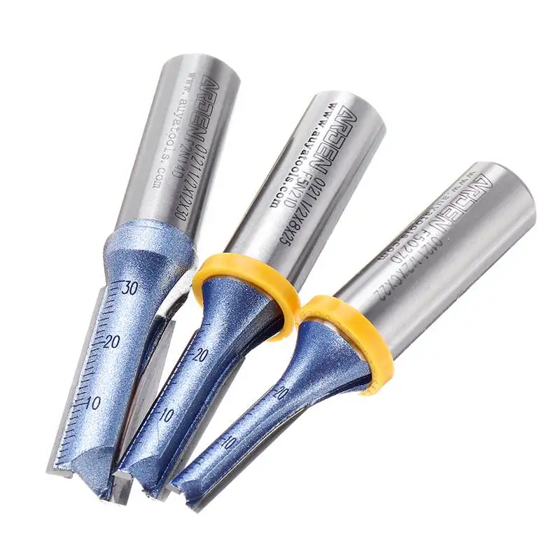 

1 шт. 1/2 дюйма хвостовик 2 флейты прямой фреза с голубым покрытием карбид фреза для ручной DIY деревообрабатывающий инструмент