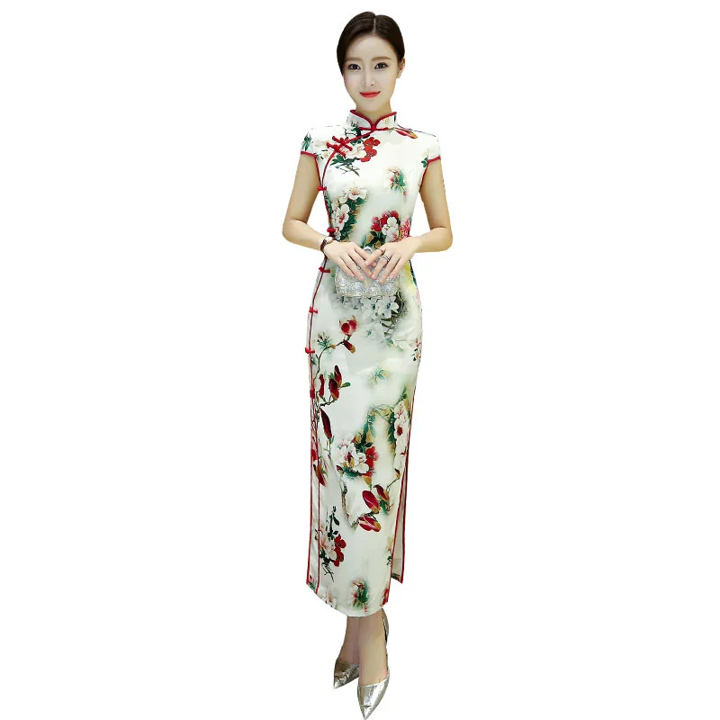 

Платье-Ципао длинное облегающее для молодых девушек