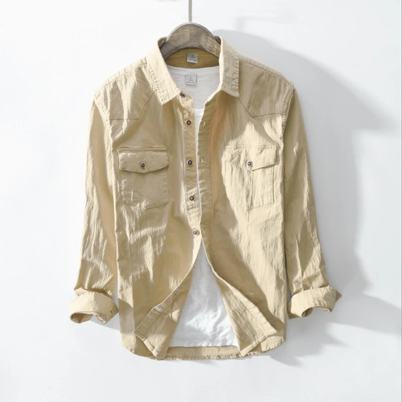 Рубашка мужская джинсовая с длинным рукавом 100% хлопок на весну/осень | Мужская