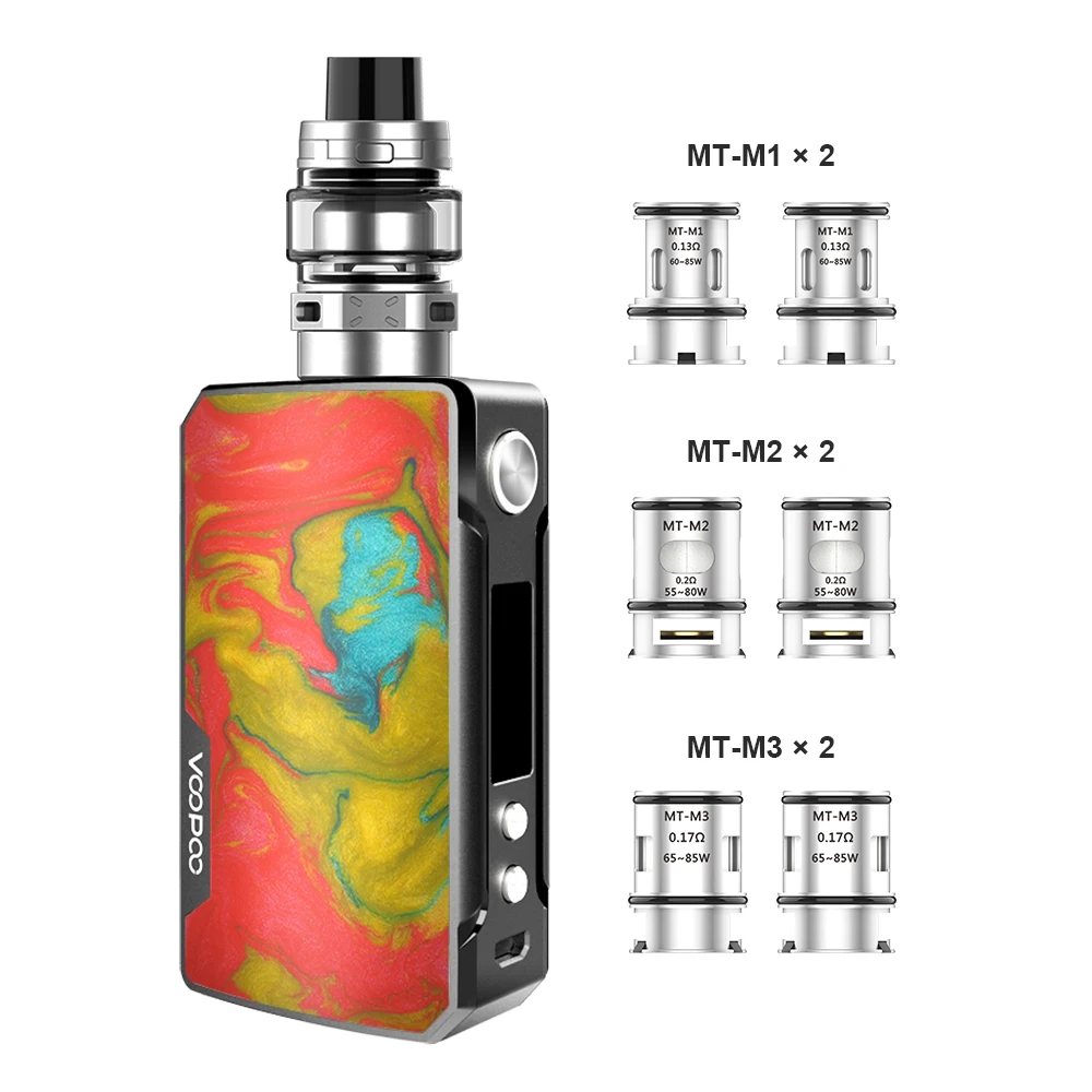 Оригинальный боксмод VOOPOO DRAG 2 Platinum 4 мл испаритель MAAT Tank 177 Вт Drag Mod Box вейп без